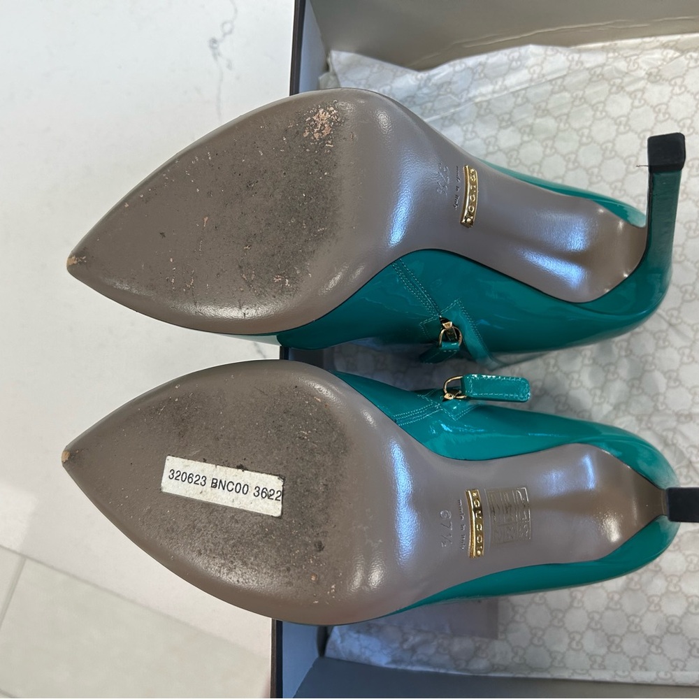 Gucci Turquoise Patent Leather Heeled Boots - Picture 7 of 7